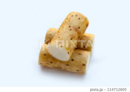Fresh nagaimo on white background. Fresh nagaimo on white background. 114712605
