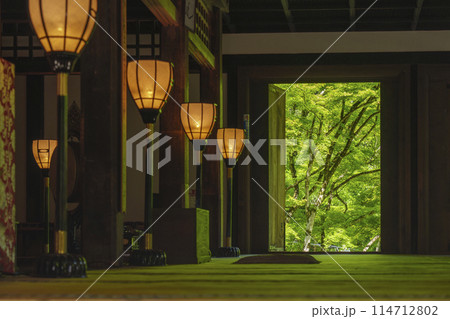 新緑の京都　愛宕念仏寺　本堂 114712802