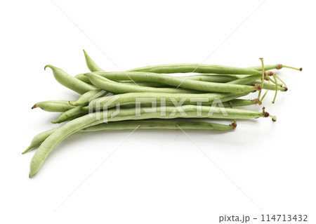 Fresh needle beans on white background Fresh needle beans on white background 114713432