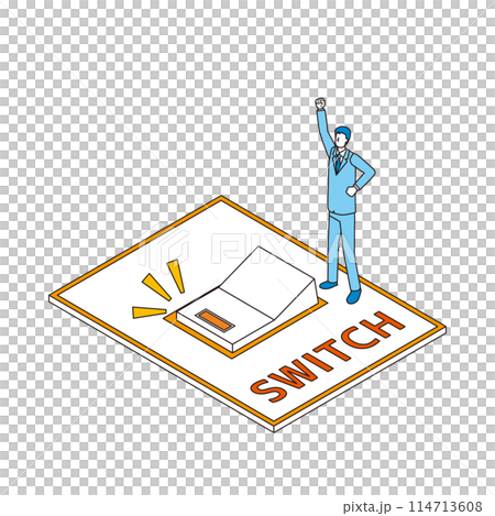 スイッチを入れて頑張るビジネスマン 114713608
