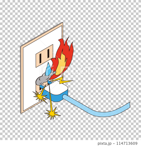 コンセントから発火するイラスト 114713609
