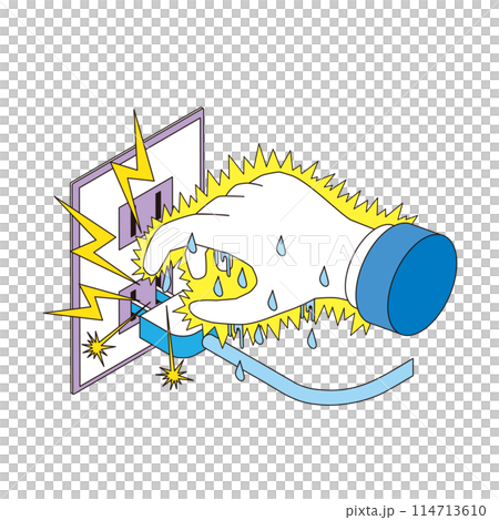 コンセントで感電するイメージイラスト 114713610