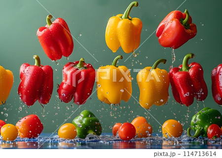 フレッシュなパプリカ　スタジオ写真2　AI生成画像 114713614