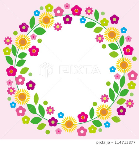 花模様 フレーム ホワイトスペース 夏 花模様 フレーム ホワイトスペース 夏 114713877