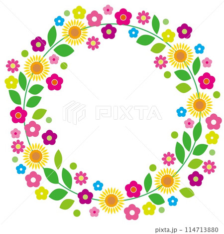 花模様 フレーム ホワイトスペース 夏 花模様 フレーム ホワイトスペース 夏 114713880
