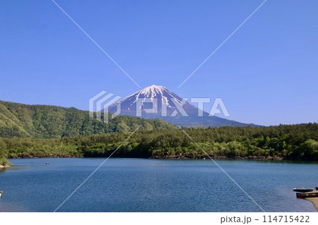 西湖と富士山（山梨県・富士河口湖町） 114715422