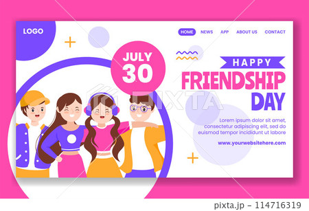 Friendship Day Social Media Landing Page Cartoon Hand Drawn Templates Background Illustration Friendship Day Social Media Landing Page Cartoon Hand Drawn Templates Background Illustration 114716319