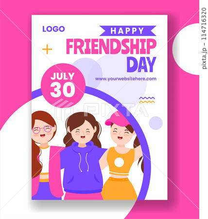 Friendship Day Vertical Poster Flat Cartoon Hand Drawn Templates Background Illustration Friendship Day Vertical Poster Flat Cartoon Hand Drawn Templates Background Illustration 114716320