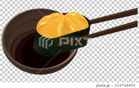 海膽軍艦沾醬油 海膽軍艦沾醬油 114716455