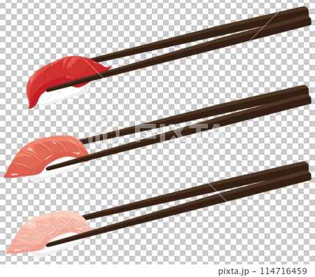 お箸で寿司をつかむ　マグロ　中トロ　大トロ 114716459