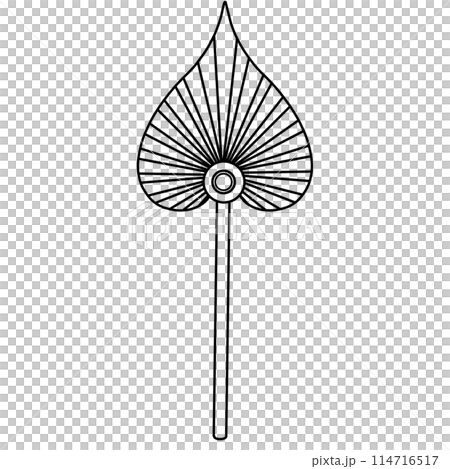 Bodhi leaf palm tree or Bodhi leaf shaped fan doodle Bodhi leaf palm tree or Bodhi leaf shaped fan doodle 114716517
