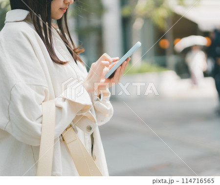 スマホを操作する若い女性 スマホを操作する若い女性 114716565