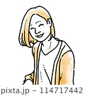 水彩風シンプルイラスト　微笑む女性 114717442