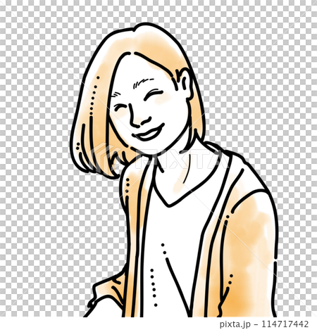 Simple watercolor illustration: Smiling woman 114717442