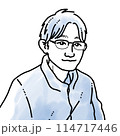 水彩風シンプルイラスト　眼鏡の男性 114717446