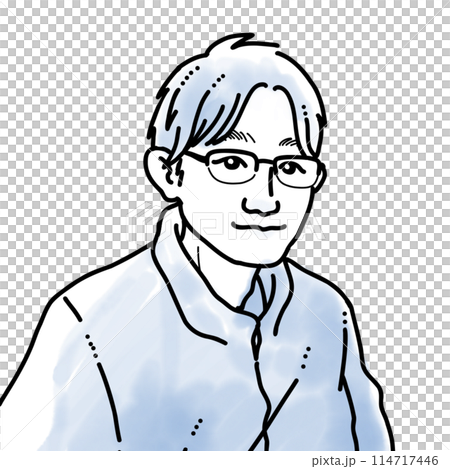 水彩風格簡單插畫戴眼鏡的男人 水彩風格簡單插畫戴眼鏡的男人 114717446