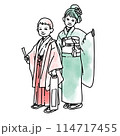 水彩風シンプルイラスト　七五三 114717455