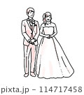 水彩風シンプルイラスト　結婚式の新郎新婦 114717458