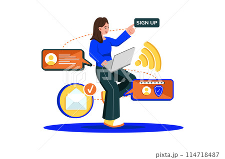 Users sign up for email service for online communication. 114718487