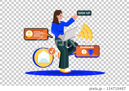 Users sign up for email service for online communication. 114718487