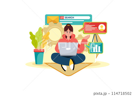 Email marketer optimizing emails for search engines. 114718502