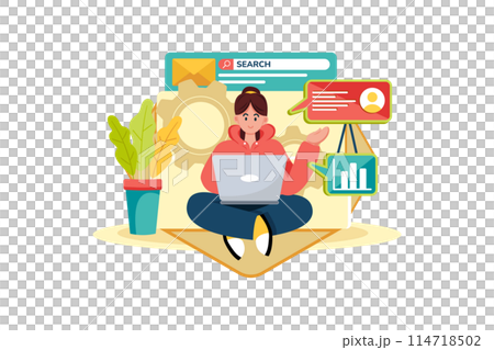 Email marketer optimizing emails for search engines. 114718502
