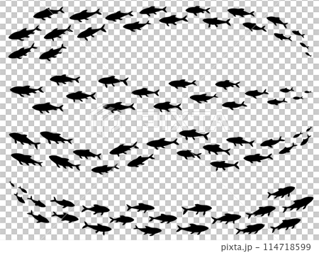 School of fish silhouette illustration set 114718599