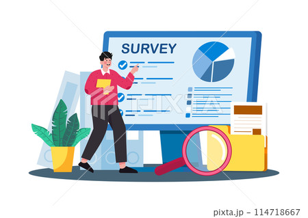 Researchers collect data via online surveys. Researchers collect data via online surveys. 114718667