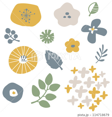 北欧風植物の手描きイラスト素材 北欧風植物の手描きイラスト素材 114718679