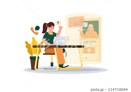 IT help desk analyst implements changes for better service. 114718694