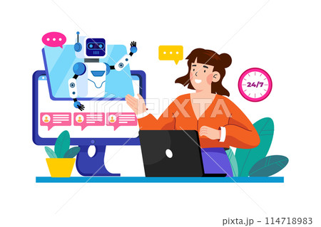 AI chatbots provide instant customer support. 114718983