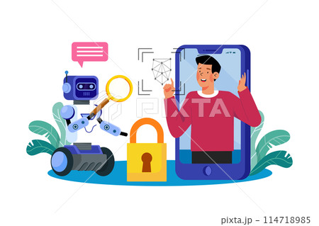 Facial recognition systems use AI for identification. Facial recognition systems use AI for identification. 114718985