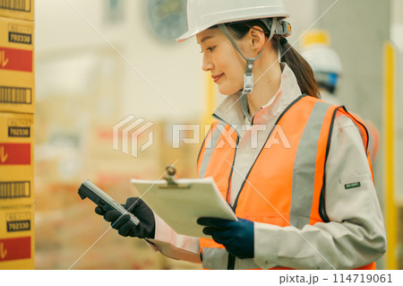 倉庫で働くロジスティックチーム 倉庫で働くロジスティックチーム 114719061