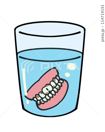 洗浄剤に浸けた入れ歯のイラスト素材 114719191