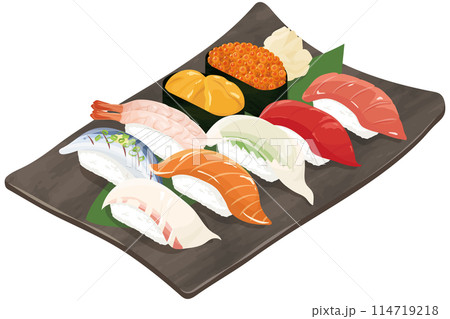皿に盛られた寿司 皿に盛られた寿司 114719218