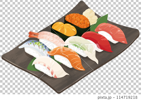 皿に盛られた寿司 皿に盛られた寿司 114719218