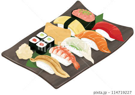 皿に盛られた寿司 皿に盛られた寿司 114719227
