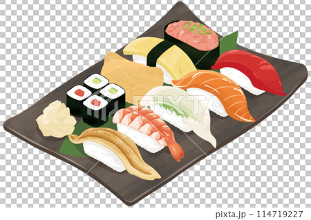 皿に盛られた寿司 皿に盛られた寿司 114719227