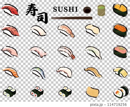 Sushi illustration set 114719256