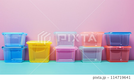 Durable plastic containers for optimal storage. 114719641