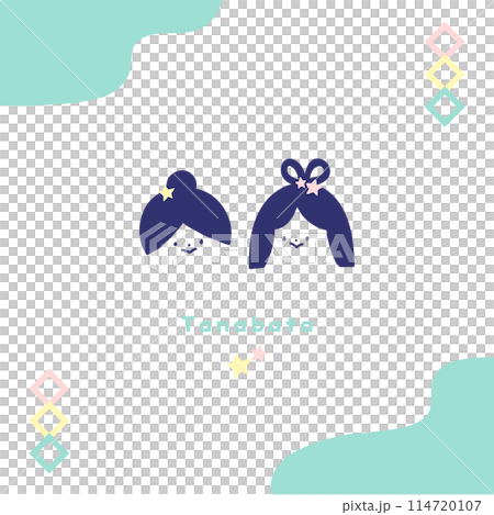 Cute hand-drawn Tanabata banner 01: Orihime and Hikoboshi design 114720107