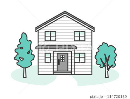 モダンでオシャレな一戸建ての家のイラスト モダンでオシャレな一戸建ての家のイラスト 114720189