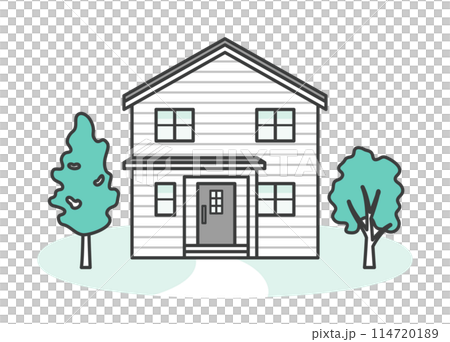 モダンでオシャレな一戸建ての家のイラスト モダンでオシャレな一戸建ての家のイラスト 114720189