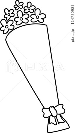 シンプルな花束のモノクロイラスト 114720985
