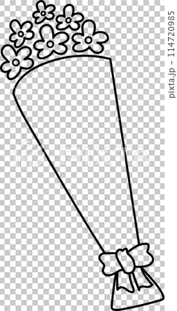 シンプルな花束のモノクロイラスト 114720985