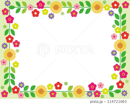 花模様　フレーム　ホワイトスペース　夏 114721063