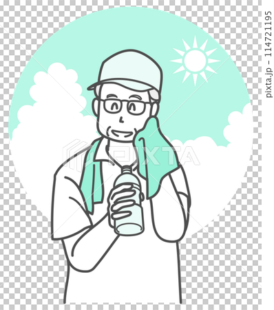 一位老人補水的插圖 114721195