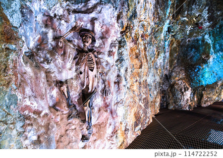 Skeleton of a dead miner in Mina El Eden, a historic mine in Zacatecas. UNESCO world heritage in Mexico Skeleton of a dead miner in Mina El Eden, a historic mine in Zacatecas. UNESCO world heritage in Mexico 114722252