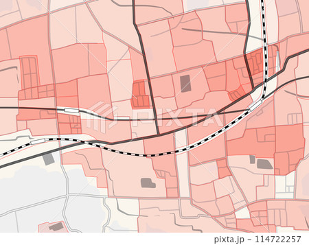 とある架空の近郊都市の人口分布図(背景白黒) とある架空の近郊都市の人口分布図(背景白黒) 114722257