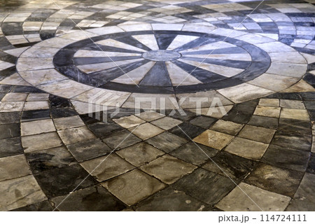 Mosaic square tiles pattern of the wall, black and white. Mosaic square tiles pattern of the wall, black and white. 114724111